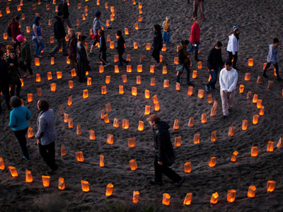 2014 Festival of Light and Gratitude luminary labyrinth at Baker Beach. Photo by Scott Sawyer